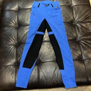 Kerrits Tight Legging Sz S Equestrian Fleece Lite Riding Blue & Black